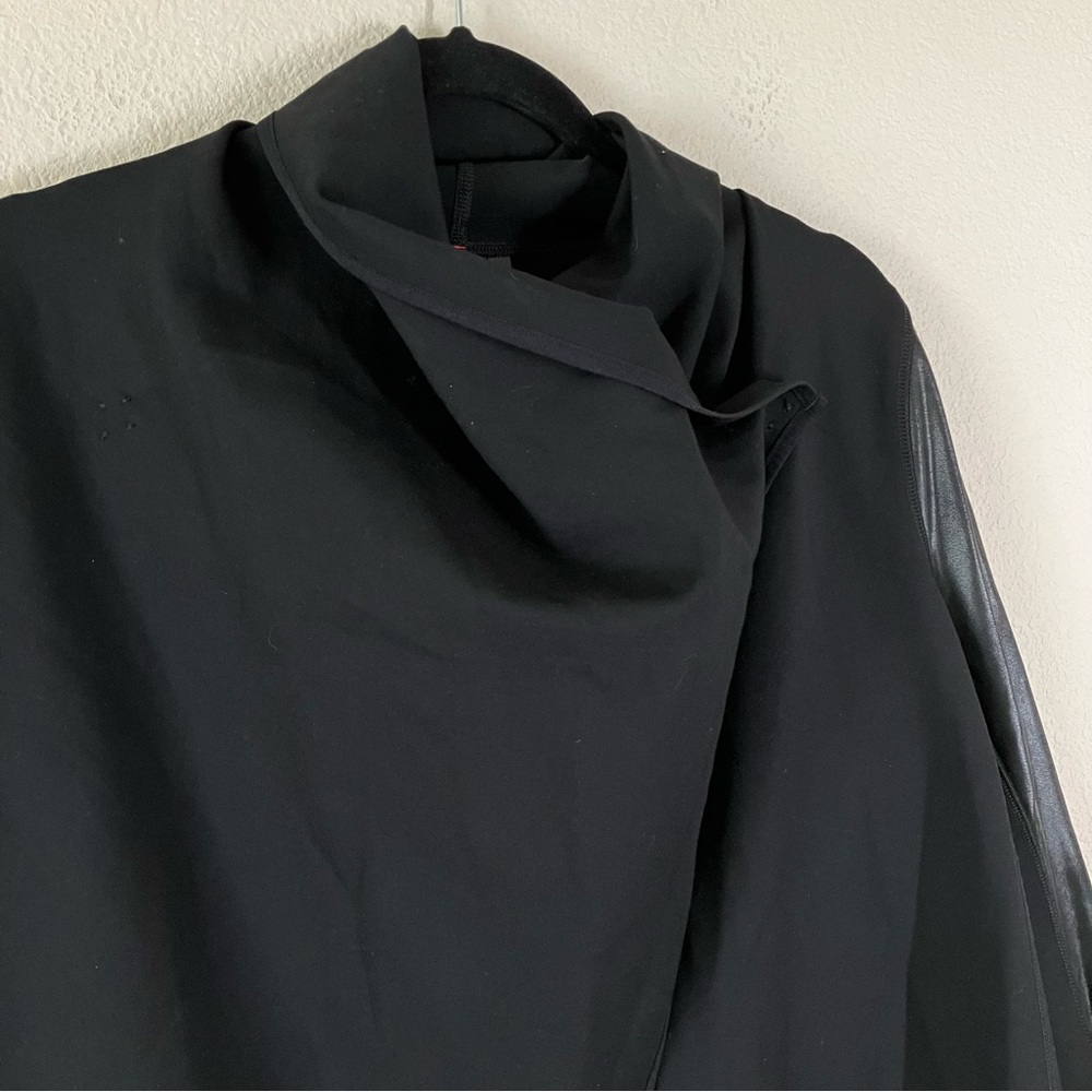 SPANX Drape Front Jacket L Black Ponte Career Minimalist Travel Edgy Streetwear - Picture 3 of 16